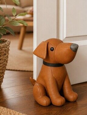 Taylor & Olive Logan Sitting Dog Door Stopper Faux Leather Resin Decor
